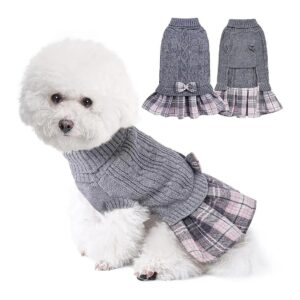 Cozy Winter Dog Sweater Dress for Small Dogs Medium Size