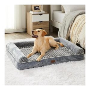 Cozy and Supportive Orthopedic Dog Bed for Extra Large Dogs with Rose Pattern Plush