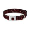 Crafted Dog Collar with Seatbelt Buckle and Deadpool Splatter Logo, 15-26" Neck Size