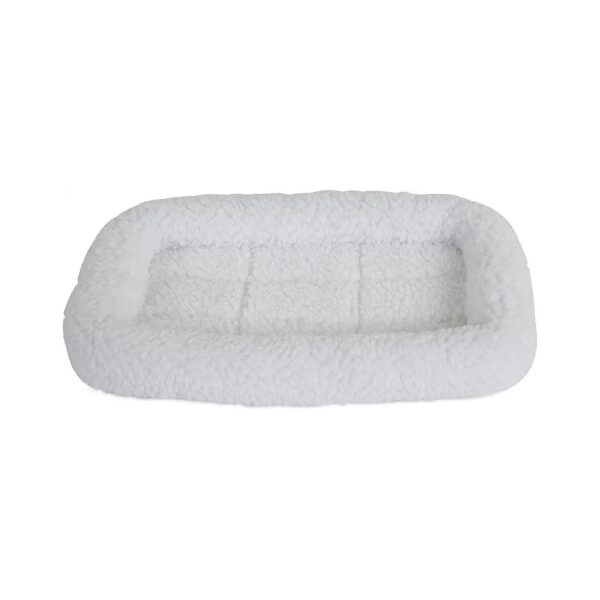 Cream Sheepskin Bolster Crate Mat for Small Dogs Up to 15 Pounds