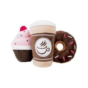 Crinkle Plush Cute Dog Toys Combo Featuring Cupcake Donut Coffee Treats