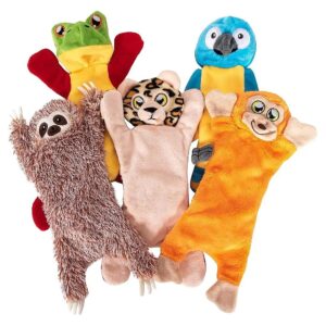 Crinkle Squeaky Dog Toys for Small Medium Large Dogs, 5-Piece Set, Unstuffed, 12" Long