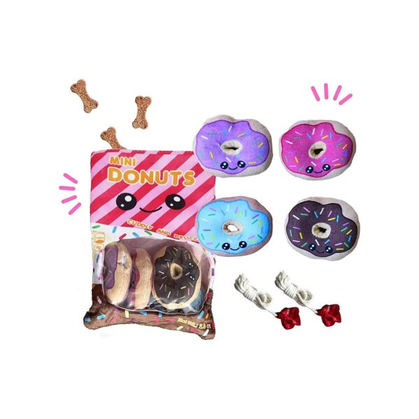 Crinkle Squeaky Donut Toys for Bored Puppies and Small Dogs