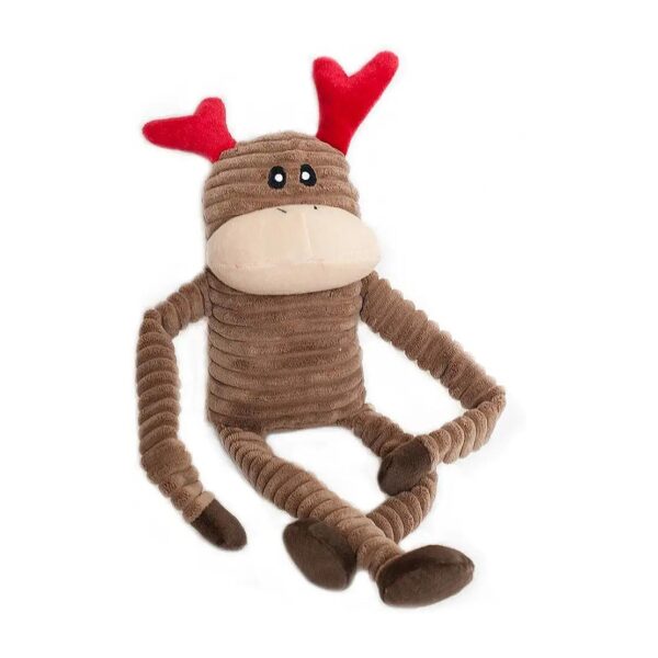 Crinkle Squeaky Reindeer Plush Dog Toy with Sound for Large Dogs