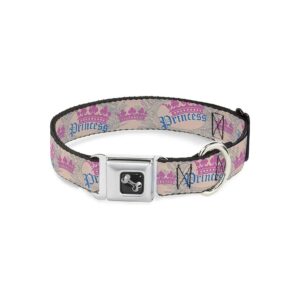 Crown Princess Oval Dog Collar with Seatbelt Buckle in Baby Pink and Baby Blue Colors