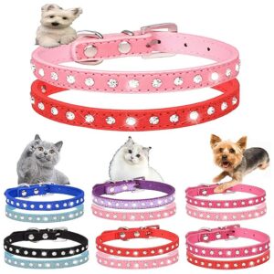 Crystal Diamond Bling Dog Collar with Adjustable Metal Buckle for Small Medium Dog Breeds