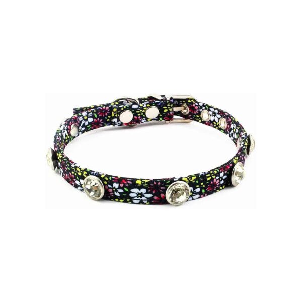 Crystal Dog Birthday Gift Flower Cloth Cat Collar with Rhinestones and Bling