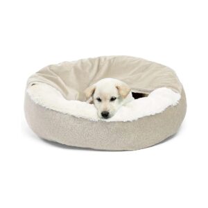 Cuddle Soft Pet Bed with Attached Blanket for Small to Medium-Sized Pets