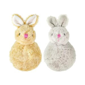 Cuddly Plush Pet Toy Bunny with 5 Inch Bouncy Squeaky Ball and Soft Crinkle Ears