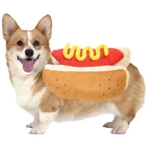 Cuddly and Funny Hot Dog Pet Costume for Small Dogs and Cats