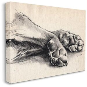 Cultural Canvas Wall Art with Dog Paw Charcoal Design by Jennifer Paxton Parker