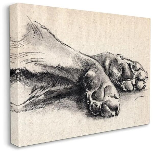 Cultural Canvas Wall Art with Dog Paw Charcoal Design by Jennifer Paxton Parker