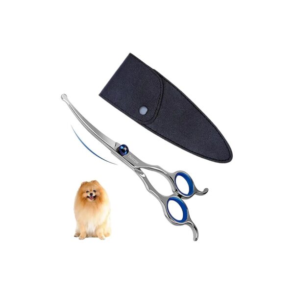 Curved Dog Grooming Scissors with Round Tips for Safe Trimming on Face and Paws