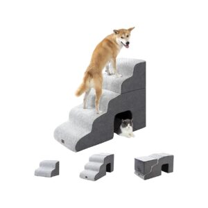 Curved Dog Steps for Small Pets Accessing High Beds and Couches with Non-Slip Balance