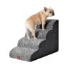 Curved Pet Stairs for High Beds 7'' H, 4-Step Dog Steps for Small and Large Dogs