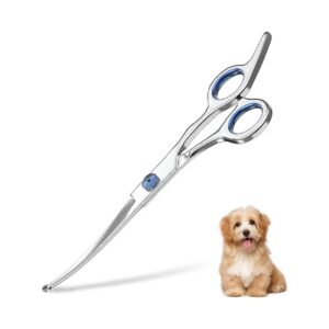 Curved Stainless Steel Dog Grooming Scissors with Safety Tips for Professional Trims