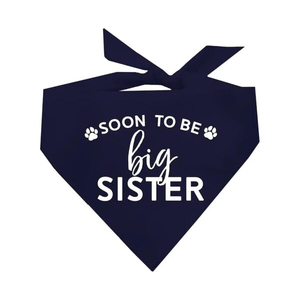 Custom Big Sister Baby Announcement Dog Bandana in Navy Blue