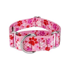 Custom Dog Collar Martingale Pink Puppy Love Style 1 1/2 Inch Polyester