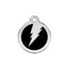 Custom Engraved Dog ID Tag with Lightning Bolt Design and Large Size Black Finish