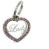 Custom Engraved Pink Rhinestones Heart-Shaped Stainless Steel Dog Cat ID Tag