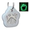 Custom Engraved Silver Paw Print Pet ID Tag for Dogs Cats