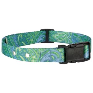 Custom Fit Green Paisley Dog Collar for Pet Fence Systems with Plastic Buckle