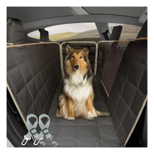 Custom Fit Waterproof Dog Car Seat Cover for Back Seat with 3 Headrests and Seat Belts