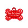 Custom Red Aluminum Bone Shaped Dog Tags with Personalized Pet Details