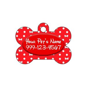 Custom Red Aluminum Bone Shaped Dog Tags with Personalized Pet Details