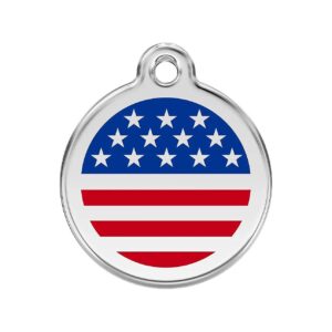 Custom Stainless Steel Enamel Dog ID Tag with Stars and Stripes Small Size