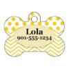 Custom Yellow Dog Tag with Polka Dots and Chevron Pattern for Your Pet's Info