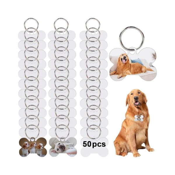 Customizable Bone Shaped Dog ID Tags for Dogs Cats Include 50 Sublimation Blanks