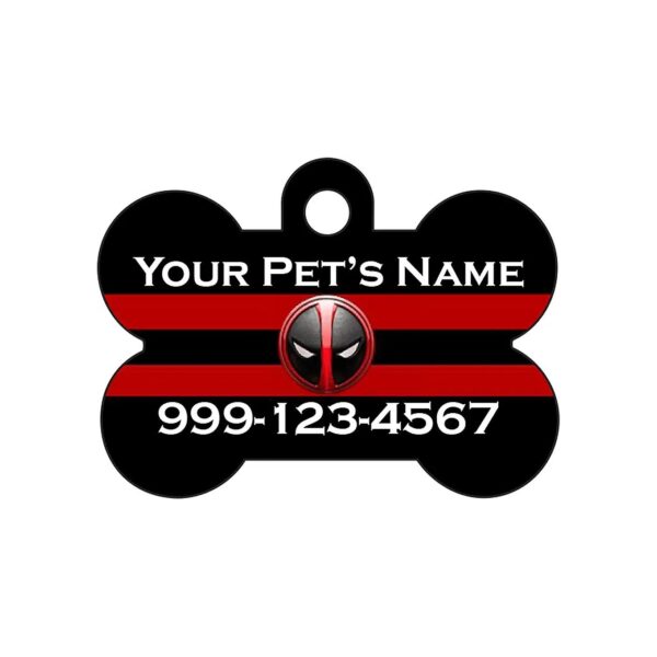 Customizable Deadpool Inspired Pet Tag with Metal Construction and Brushed Finish