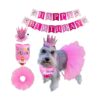 Customizable Dog Birthday Crown and Tutu Skirt Gift Set with Soft Bandana and Banner