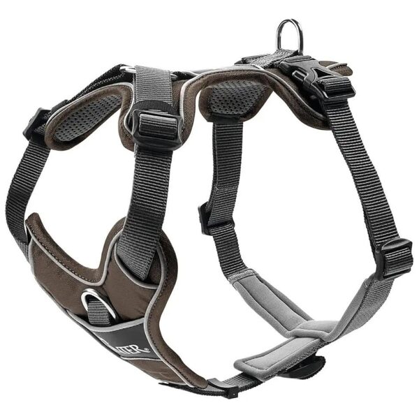 Customizable Dog Harness with Breathable Mesh and Neoprene Brown Grey XS 34-47 cm