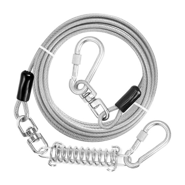 Customizable Dog Leash Cable with Swivel Hook and Shock Spring for Unmatched Control