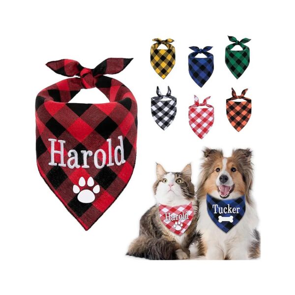 Customizable Embroidered Dog Neckwear Soft Cotton Bandanas for Small Medium Large Dogs