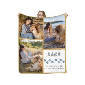 Customizable Fleece Photo Blanket with Photo Upload for Dog Cat Pet Memorial