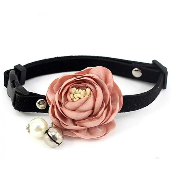 Customizable Handmade Suede Dog Collar with Pearl and Bell for Party Costumes and Gifts