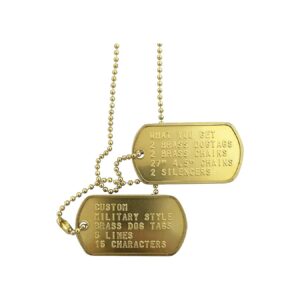 Customizable Military Style Dog Tag with 2 Brass Chains and Silicone Silencers