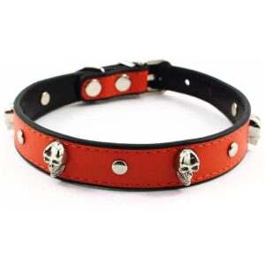 Customizable Orange Skull Star Collar with Adjustable Buckle for Dogs and Cats