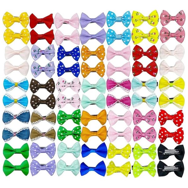 Customizable Pet Accessories with 70 Pcs Hair Bows and Metal Clips