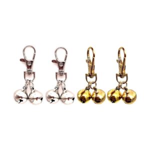 Customizable Pet Bells, 4 PCS, Gold and Silver, Stainless Steel, for Dog and Cat Collars