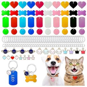 Customizable Pet ID Tag Set with Aluminum, Stainless Steel, and Keys for Cats and Dogs