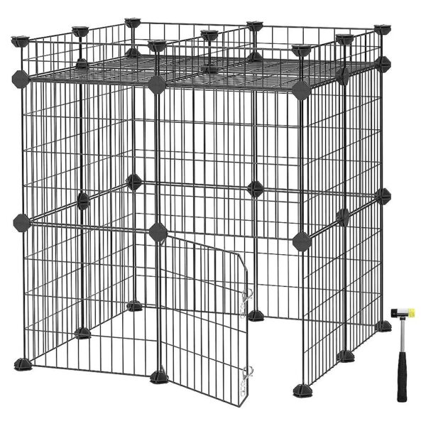 Customizable Pet Playpen with Storage and Zip Ties for Small Animals Indoor Use