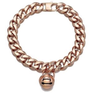 Customizable Rose Gold Cat Dog Choker with Stainless Steel Chain and Bell