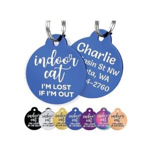 Customizable Small Round Cat Identification Tag with 4 Lines of Text