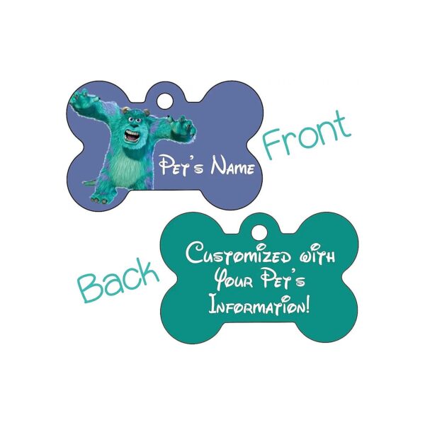 Customizable Sulley Shaped Pet Identification Tag with 4 Lines of Text for Cats and Dogs