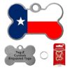 Customizable Texas Flag Bone Shape Dog Tag with Engraved Pet Information