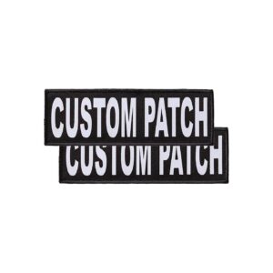 Customizable White Text Patches for Dog Vests Harnesses and Collars with Hook Backing